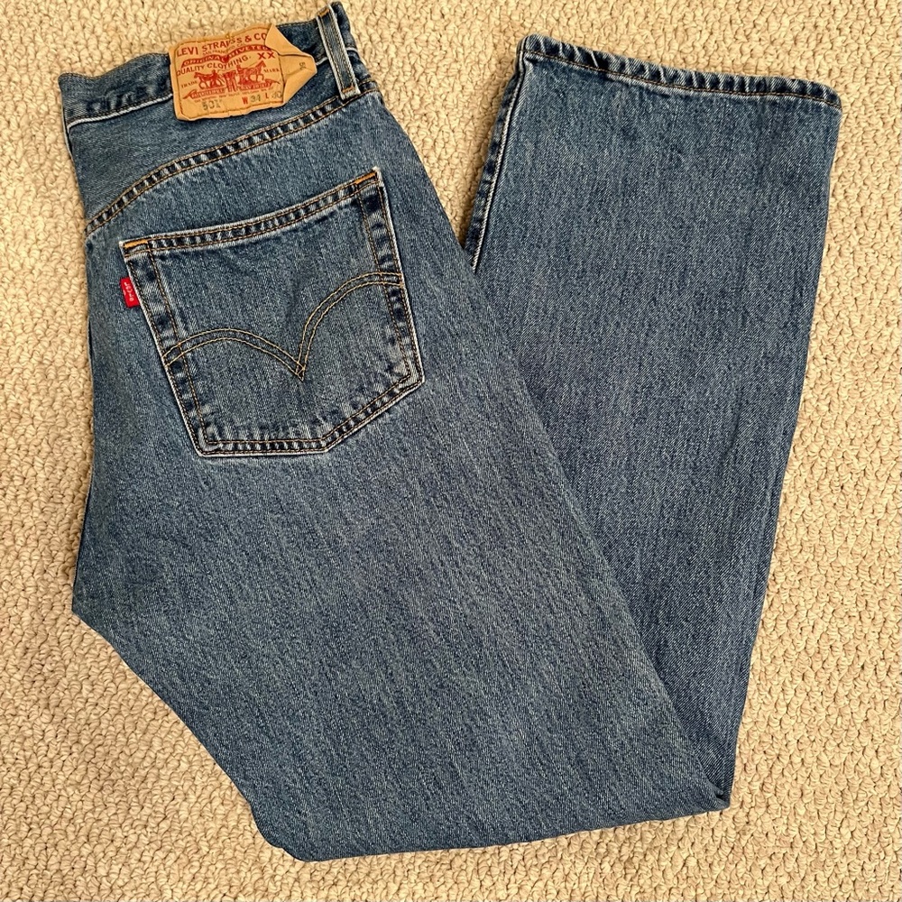 Levi's 501 button fly jeans 100% cotton size 34 waist; 30 length